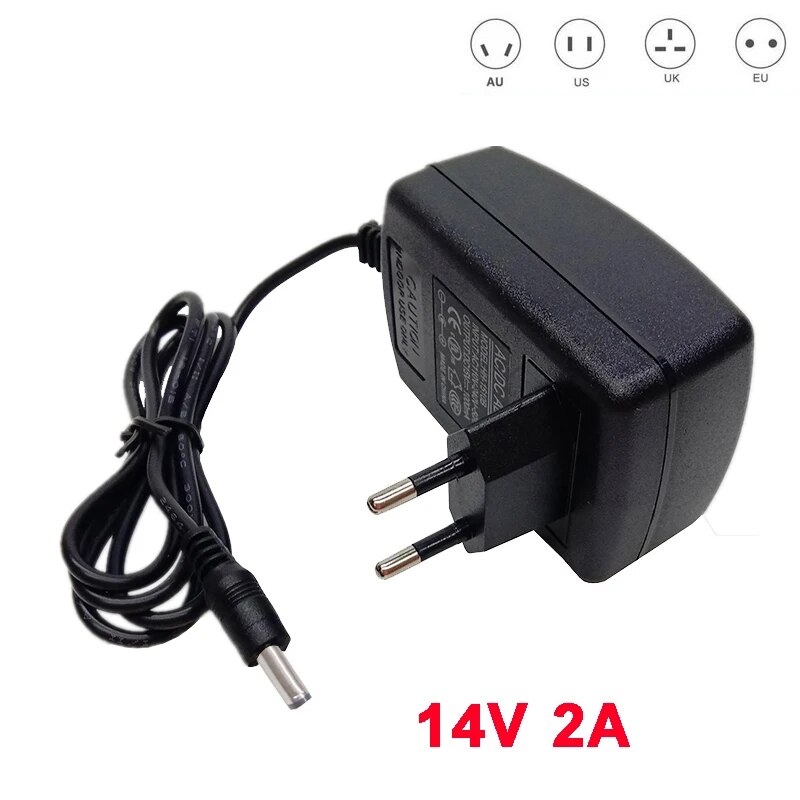 Giá trị tốt nhất 14v2a AC 100V-240V chuyển đổi Adapter DC 14V 2A 2000mA 28W cung cấp điện 14V 1.5A 1A Adapter EU/US/UK/Đầu cắm chuẩn Úc 5.5mm * 2.1mm-2.5mm