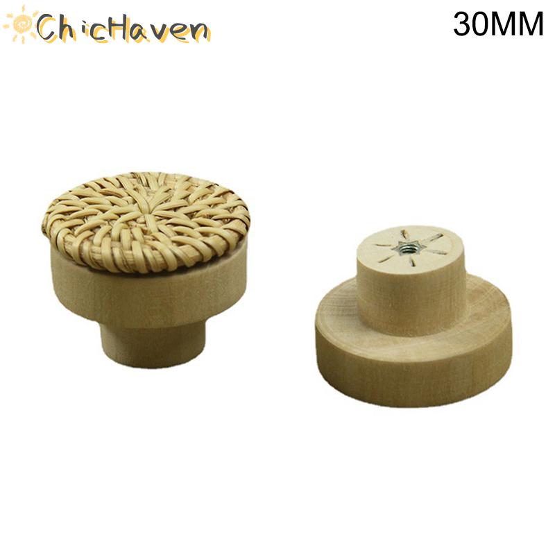 ChicHaven Tay cầm bằng gỗ tay nắm Ngăn kéo bằng cây mây sồi tay nắm đồ nội thất tủ quần áo tay nắm c
