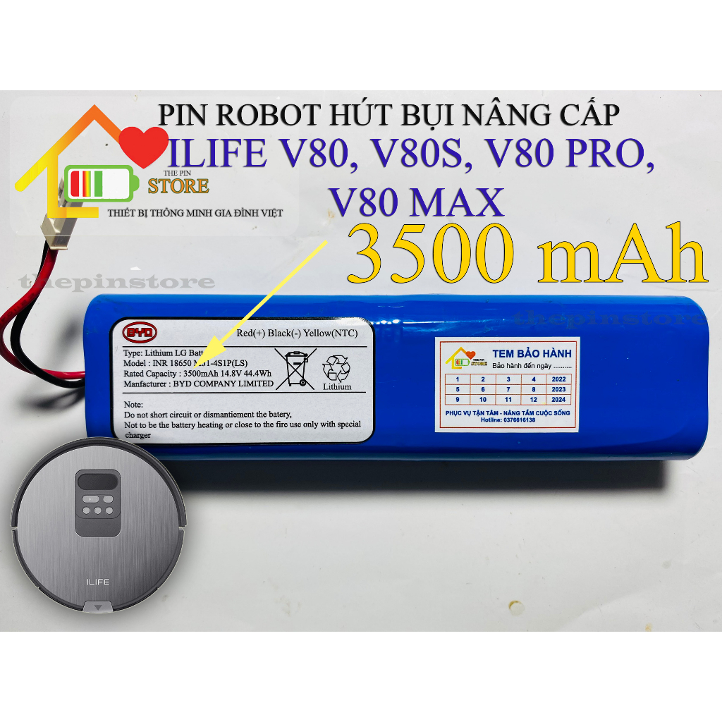 Pin robot hút bụi ilife v80, v80s, v80 pro, v80 max