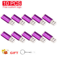 10PCS Wholesale Free Custom Logo USB Flash Drive 128GB Free Key Chain Memory Stick 64GB Colorful Pen Drive 32GB Business U Disk