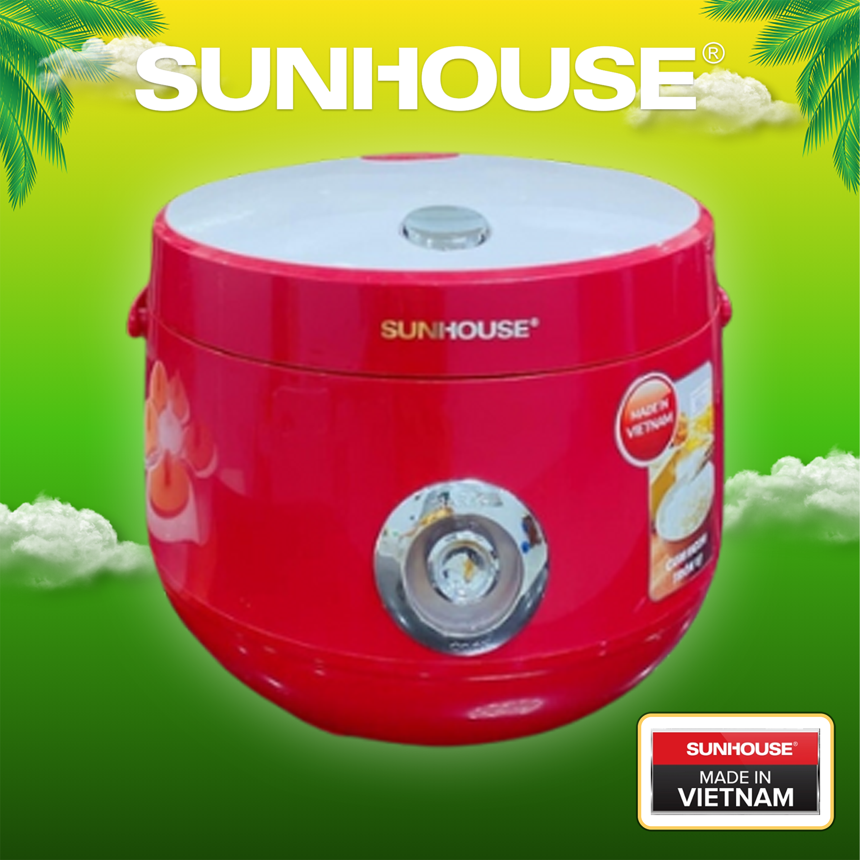 Nồi cơm điện 1.8l sunhouse shd8606r - bảo hành chính hãng 12 tháng
