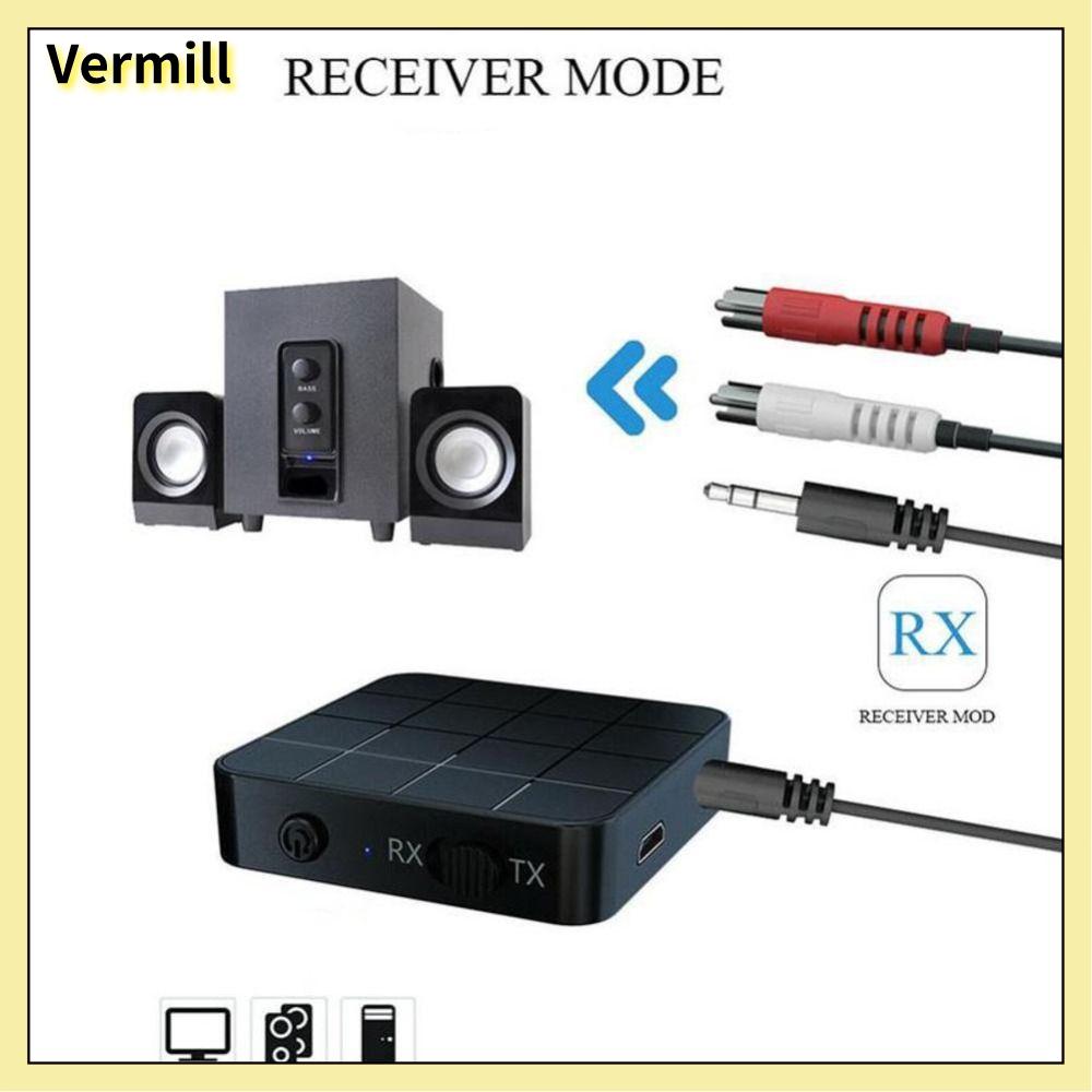 VERMILL Thiết kế 2 trong 1 Bộ thu phát âm thanh Bluetooth 5.0 với micro 3.5mm Bộ chuyển đổi nhạc không dây HD Kết nối RCA Bộ chuyển đổi RCA máy tính cá nhân
