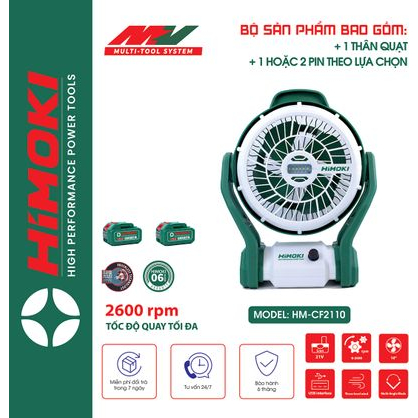 Quạt tích điện Himoki 10 inch - Có đèn - Pin dùng 8 tiếng