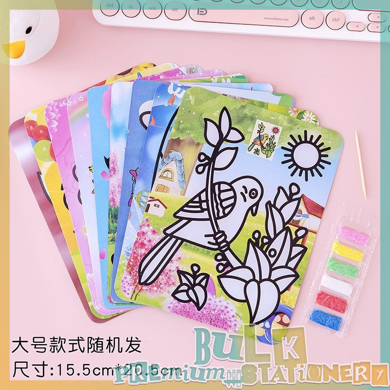 BULK Creative DIY Sand Painting Kids Crafts Doodle Color Sand Art Pictures Drawing Paper Educational