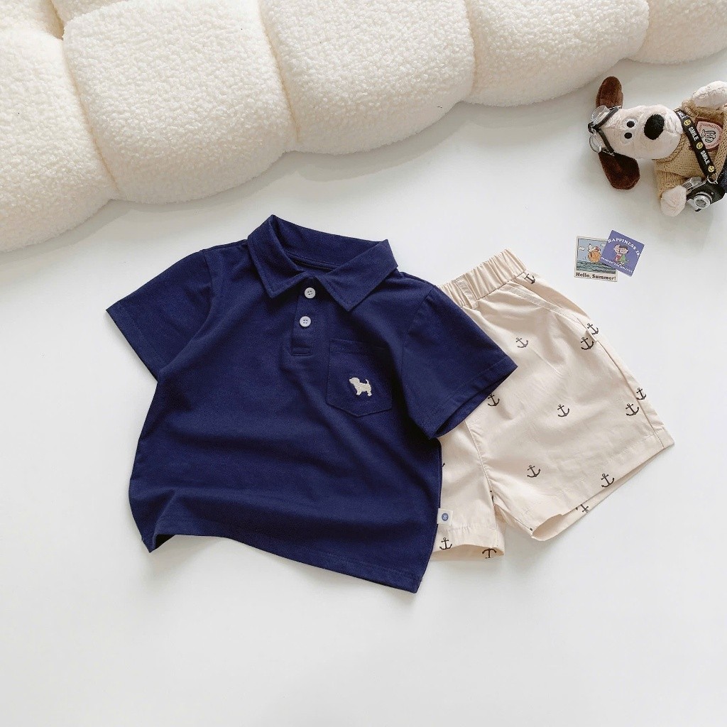 Set of Short-Sleeved Clothes for Boys, Moc Neo Set, Cotton Shirt, Khaki Pants for Children to Wear to School, Going Out Moonhouse - 2