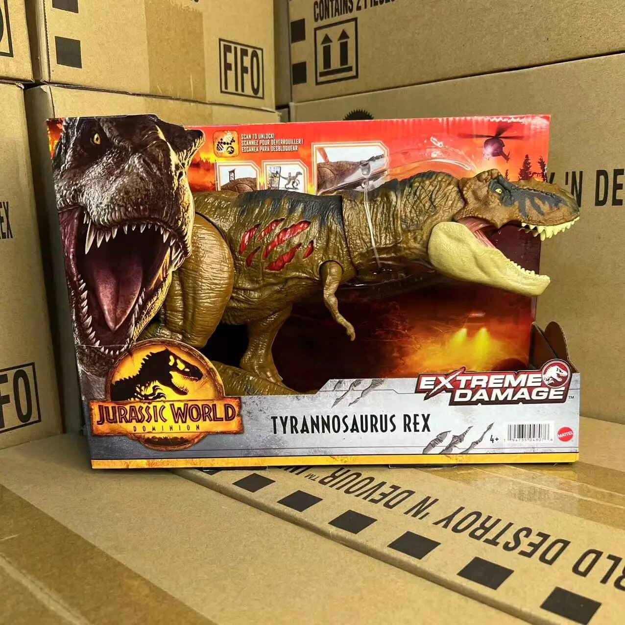 Nhân vật hành động Mattel từ Vương quốc thế giới kỷ Jura, Tyrannosaurus Rex, phim accraute t-rex, khủng long, sát thương cực lớn với nút, HGC19 MATTEL Đồ chơi chính hãng