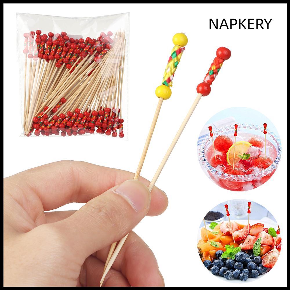 NAPKERY 541 100Pcs Dã Ngoại Nguồn Cung Cấp Bên Salad Rau Gậy Salad Bánh Sandwich Tăm Xỉa Răng Tăm Xiên Tre Picks Thực phẩm Trái Cây Trang Trí Nội Thất Handmade Tăm Xỉa Răng Trái cây Gậy