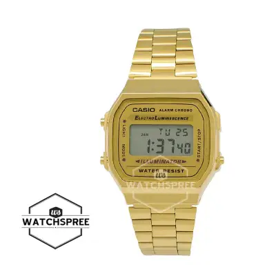 [WatchSpree] Casio Standard Digital Gold Stainless Steel Strap Watch A168WG-9W
