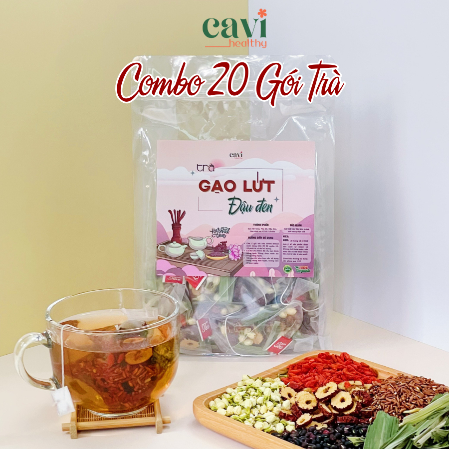 Set 20 túi trà gạo lứt đậu đen túi lọc thanh lọc cơ thể, mát gan, giải độc