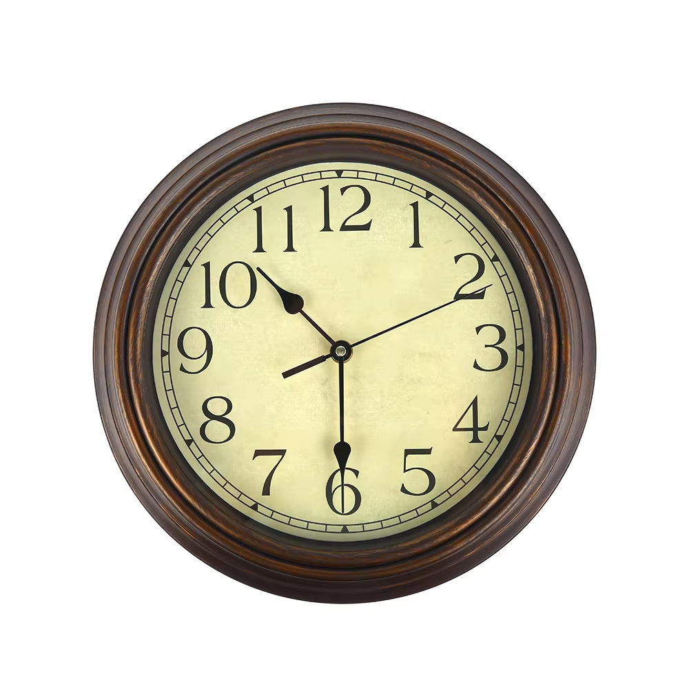 FCWall Clock Large with Retro Design American Retro Clock Mechanism Non-Ticking Classic Silent Clock for Living Room Kitchen Decor