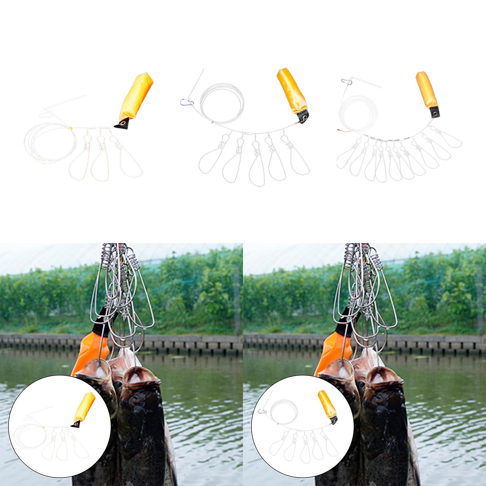 Fishing Stringer Clip, Heavy Duty Stainless Steel Kayak Fish Stringer Fishing Lock Cable with Buckle