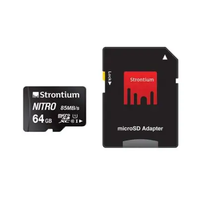 STRONTIUM Nitro Q Series 85MB/s Class 10 UHS-1 microSDHC Card 64GB w/ SD Adapter - SG IT