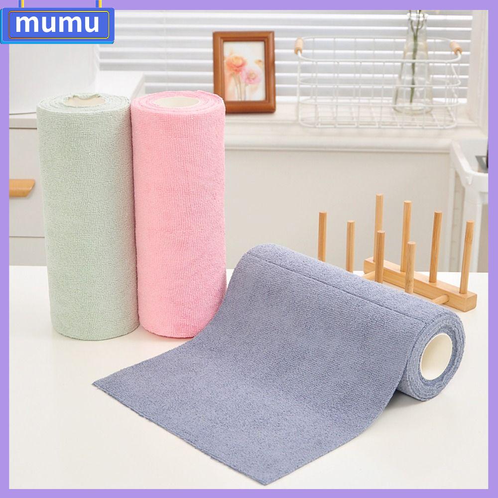 MUMU 20PCS/Roll Tái sử dụng Khăn vi sợi Thấm hút Thay thế Giẻ lau đĩa dầu chống dính  Bộ đồ ăn Khăn ăn Khăn lau bát đĩa nhà bếp