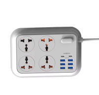 Moxom MX-ST06 3.4A 6 USB Ports + 2 PD Type-C + 4 Universal Power Socket Desktop Extension Home Charger with 2M Cord