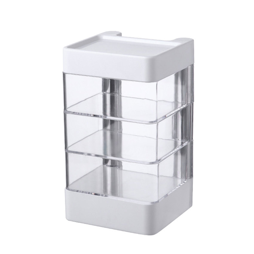 1PC 3 Layers Powder Puff Jewelry Storage Box Transparent Multi-layer Rotating Storage Box Air Cushion Makeup Storage Tool ราคา 98 บาท*ส่งฟรี