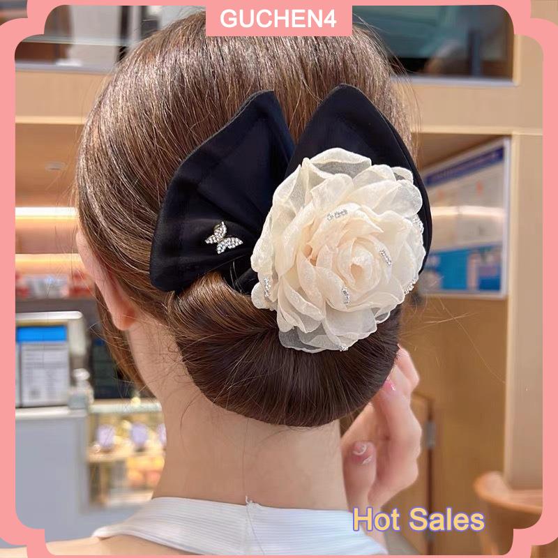 GUCHEN4🎀 Thời Trang Cổ Điển Lười Biếng Ma Thuật Hoa Bow Clip Bun Curler Bện Kiểu Tóc Twist Nhà Sản Xuất Công Cụ Dount Twist Cho Phụ Nữ Tóc Phụ Kiện - 2