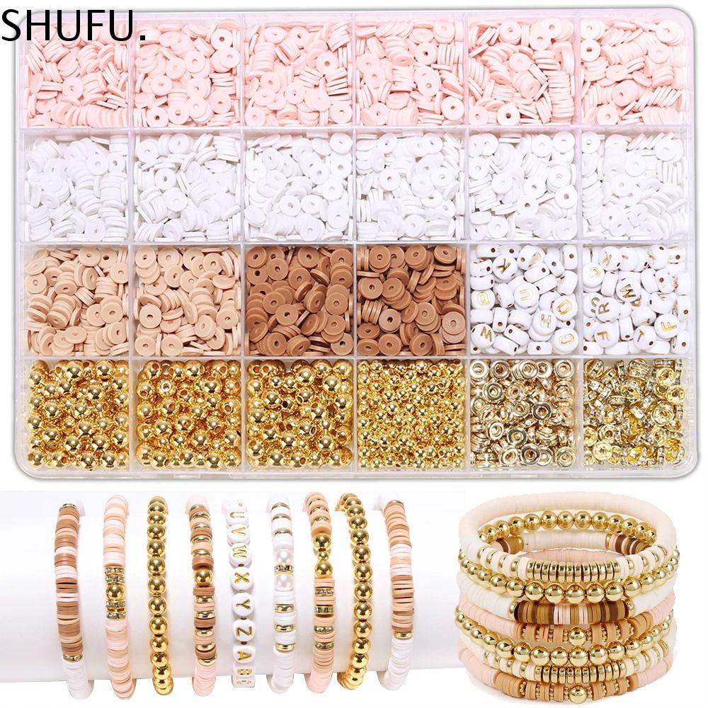 SHUFU. 1 set Đất Sét Polymer Bộ dụng cụ làm vòng tay Boho Thủ công Hạt rời chữ tự làm Đồ trang trí Nhiều màu Bộ dụng cụ làm đồ trang sức Trẻ em
