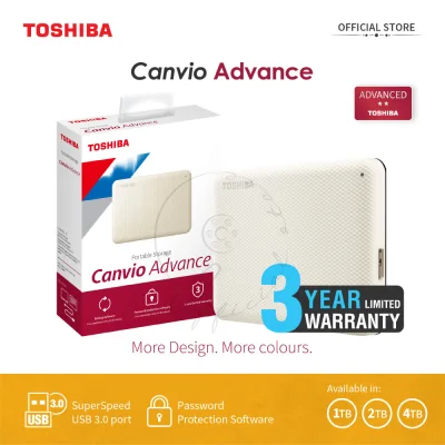 Toshiba Canvio® Advanced V10 Portable Hard Drive (White) 1 / 2 / 4TB 3 Years Local Warranty