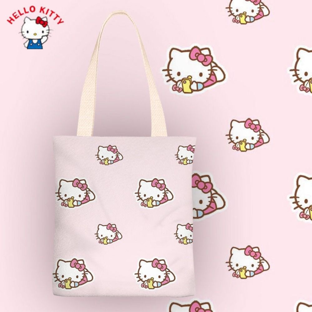 NIAOJIU Mèo kate Túi Vải Hello Kitty Hoạt hình Di động Túi tote Túi mua sắm Sức chứa lớn Túi xách đựng đồ Phụ nữ - 6