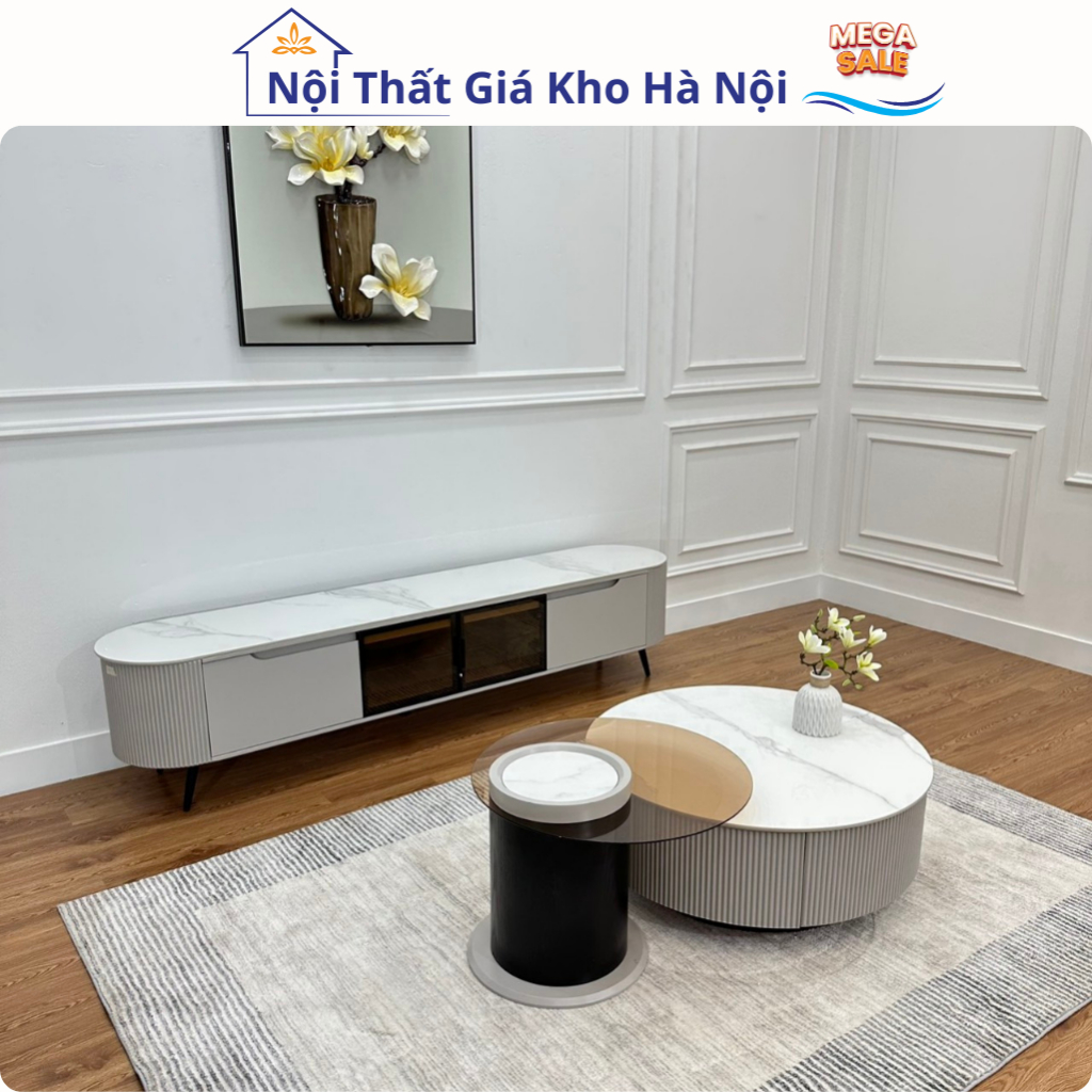 Bàn trà sofa, Bàn Tràn Đôi Mặt đá , Mặt Kính Cao Cấp Nhập Khẩu < Free Ship Hà Nội >