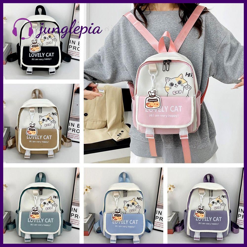 JUNGLEPIA Sức chứa lớn Ba lô Mèo dễ thương Siêu nhẹ Túi đeo vai Cặp sách Sinh viên hàng ngày