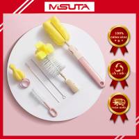 Bộ cọ bình sữa núm ti bình nước vệ sinh Misuta 6 chi tiết xoay 360