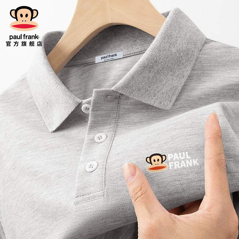 Hàng sẵn có Paul Frank/Đồ chơi hình miệng khỉ polo Áo sơ mi nam mùa hè Mỹ Màu Xanh Navy polo Áo sơ mi tay ngắn