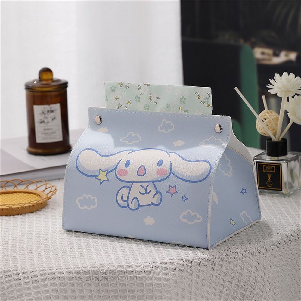 Sanrio cinnamoroll hộp giấy ăn bằng da hoạt hình dễ thương xe mô hộp lưu trữ trang trí phòng khách N