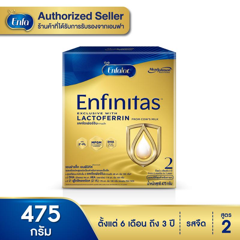 นมเอนฟาแล็ค เอนฟินิทัส สูตร2 ชนิดจืด 475 กรัม Enfalac Enfinitas 2 นม เอนฟา แล็ค นมผง Enfa lac (475 กรัม x 1 ซอง)