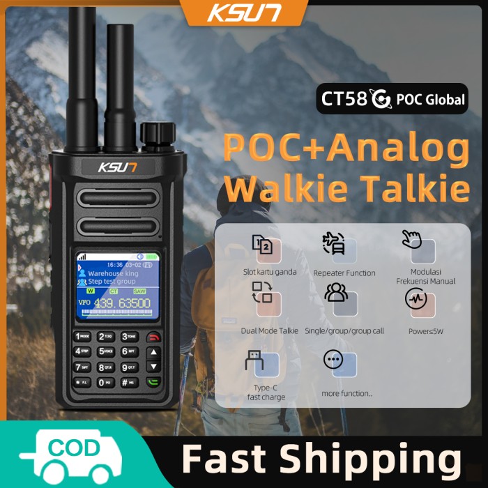 [ POC GLOBAL ] HT POC 4G+ANALOG HT KSUN CT58 HT JARAK JAUH 50KM -Shelishop13 Giá 1,133,000 Đồng*Miễn phí vận chuyển