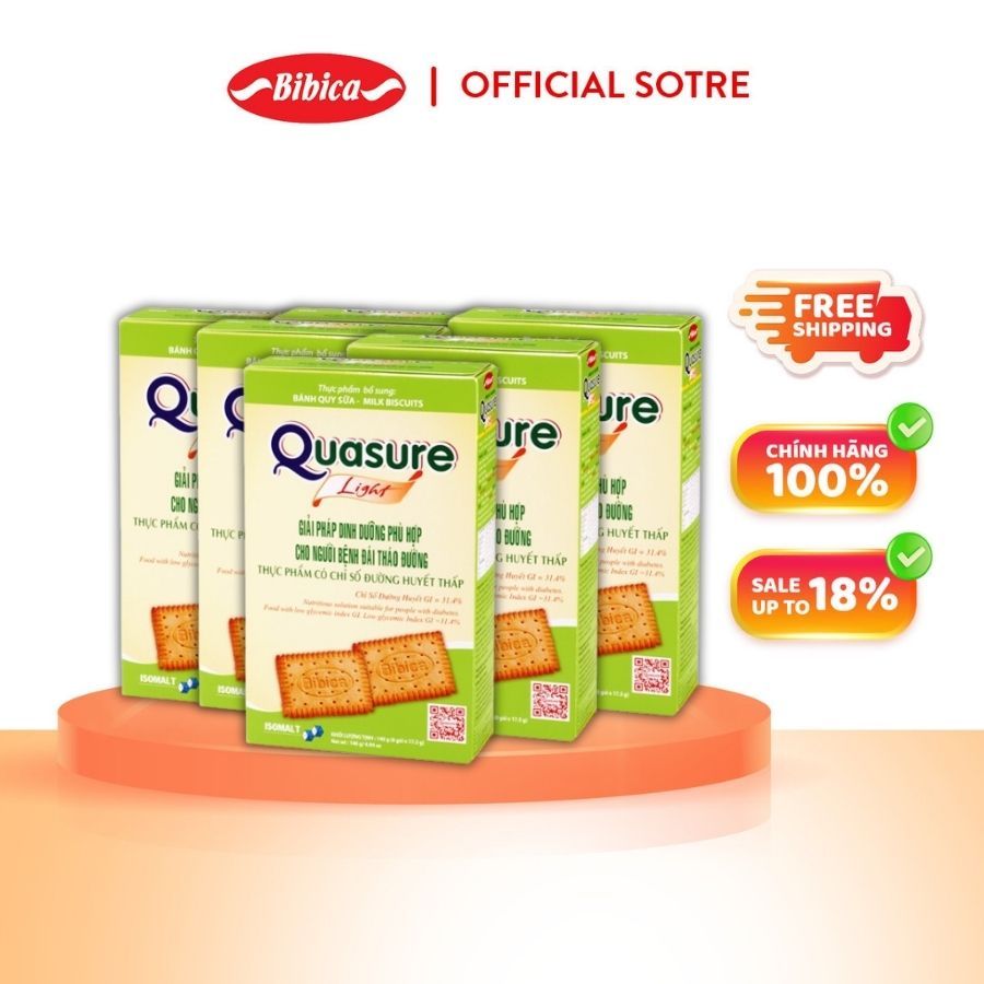 Combo of 10 Boxes of Quasure Light Bibica Milk Biscuits 140g