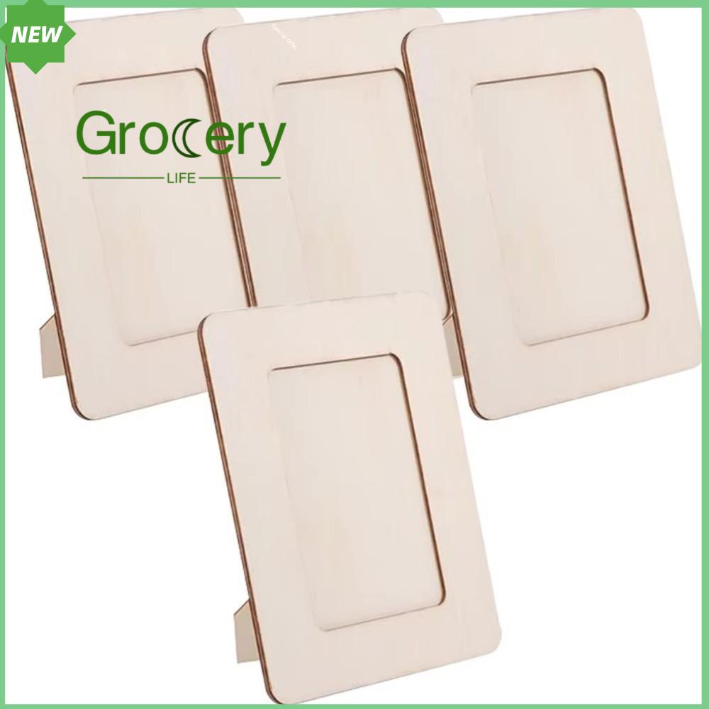 GROCERY LIFE 6 inch Khung ảnh Đang đứng Bằng gỗ Bưu thiếp ảnh Tự làm có giá đỡ trưng bày Trang trí bàn tại nhà