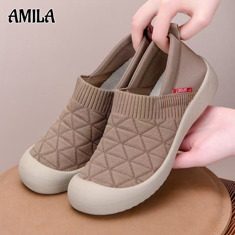 AMILA Women's Casual Slip-On Shoes with Comfortable and Breathable Design - ยี่ห้อ AMILA ราคา 127 บาท*ส่งฟรี
