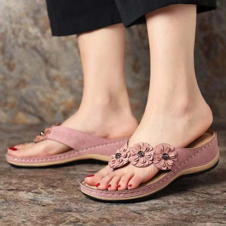 Thương Mại Nước Ngoài Mùa Hè Phong Cách Mới Dép Đi Biển Xuyên Biên Giới Dòng Xe Nền Tảng Dốc Dép Xỏ Ngón Thời Trang Hoa Trang Trí Dép
