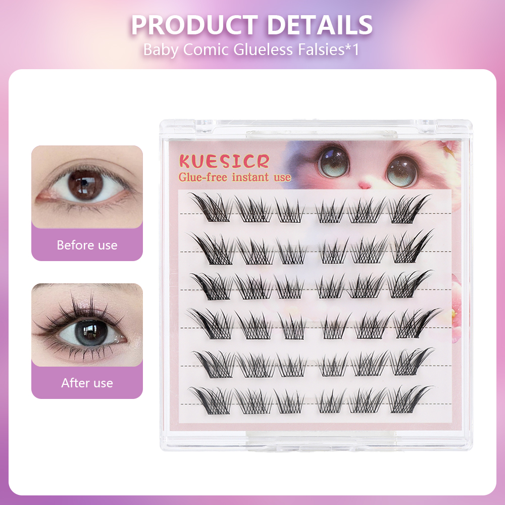 【Delivery 2-3 days】KUESICR New Reusable Glue-Free False Eyelashes DIY Single Cluster 10-12mm Self...