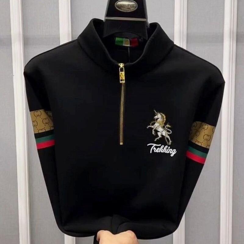 Yushu Men's Lazy Collar Style Casual Fashion All-match Printed Outer Wear Men's Sweat European Fashion