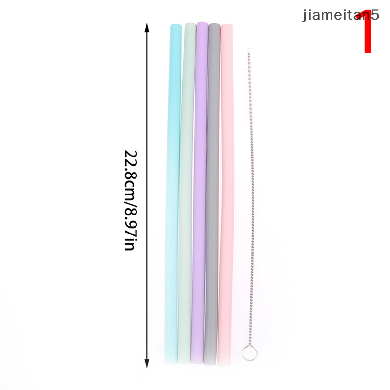 🍀[Jiam] Bộ ống hút uống nước bằng silicon có thể tái sử dụng linh hoạt với bàn chải làm sạch phụ tùng tiệc tùng