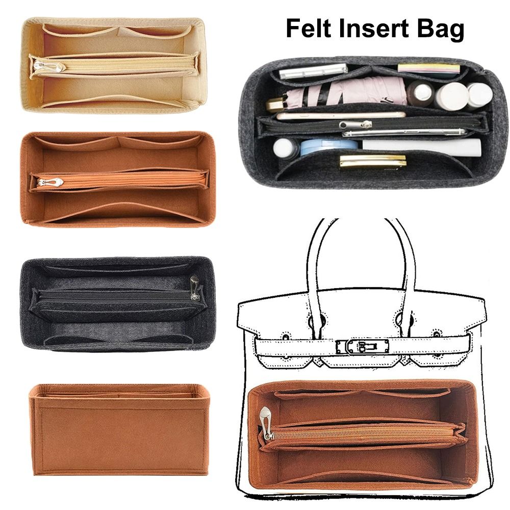 TSGLOT Portable Handbag Insert Bag Felt Multi-Pocket Liner Bag Durable Travel Inner Bag for Birkin25/30/35