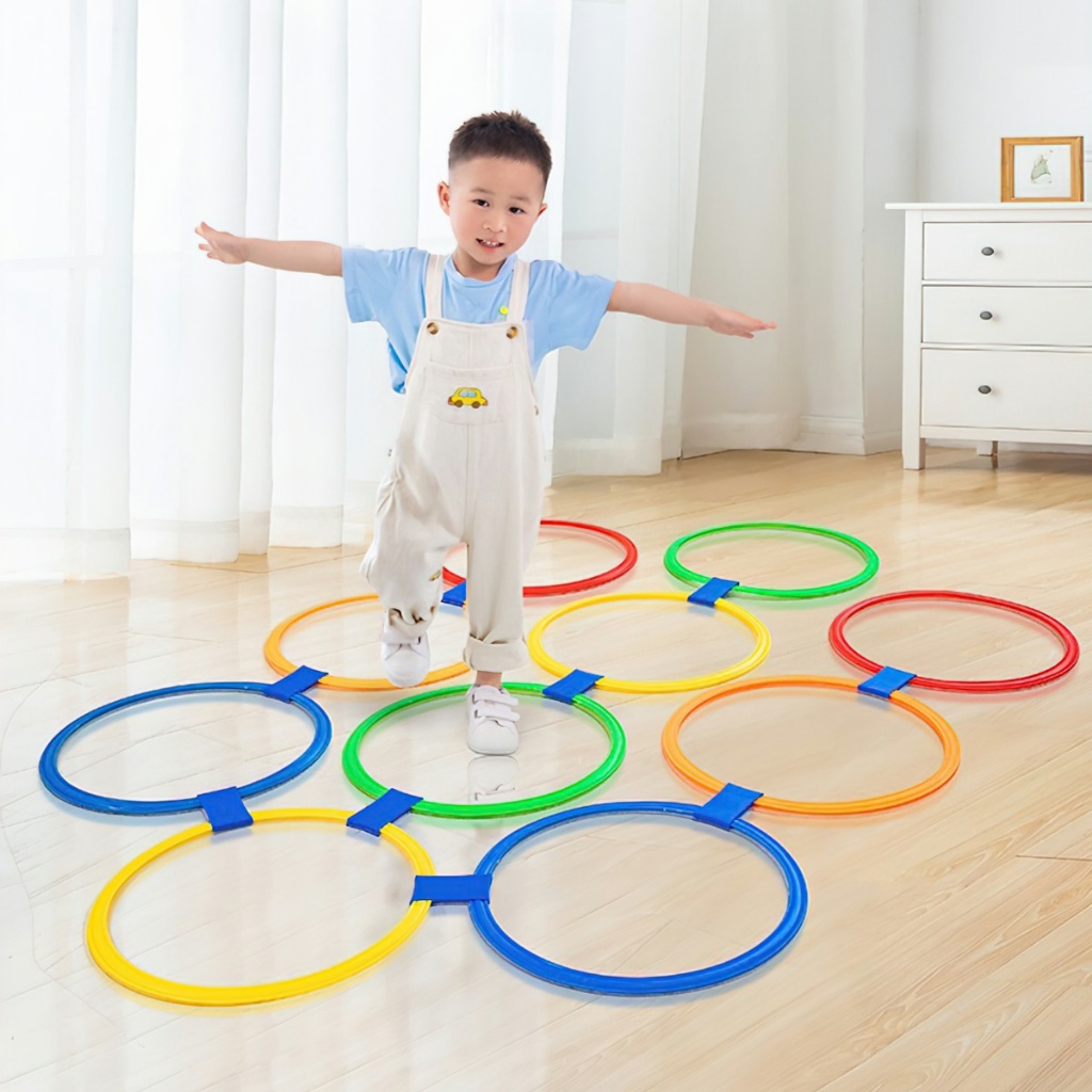 Set 10 Vòng Nhảy lò cò Thông Minh Cho Bé size lớn 38 cm có khớp nối - Tặng túi cát -BeloveShop