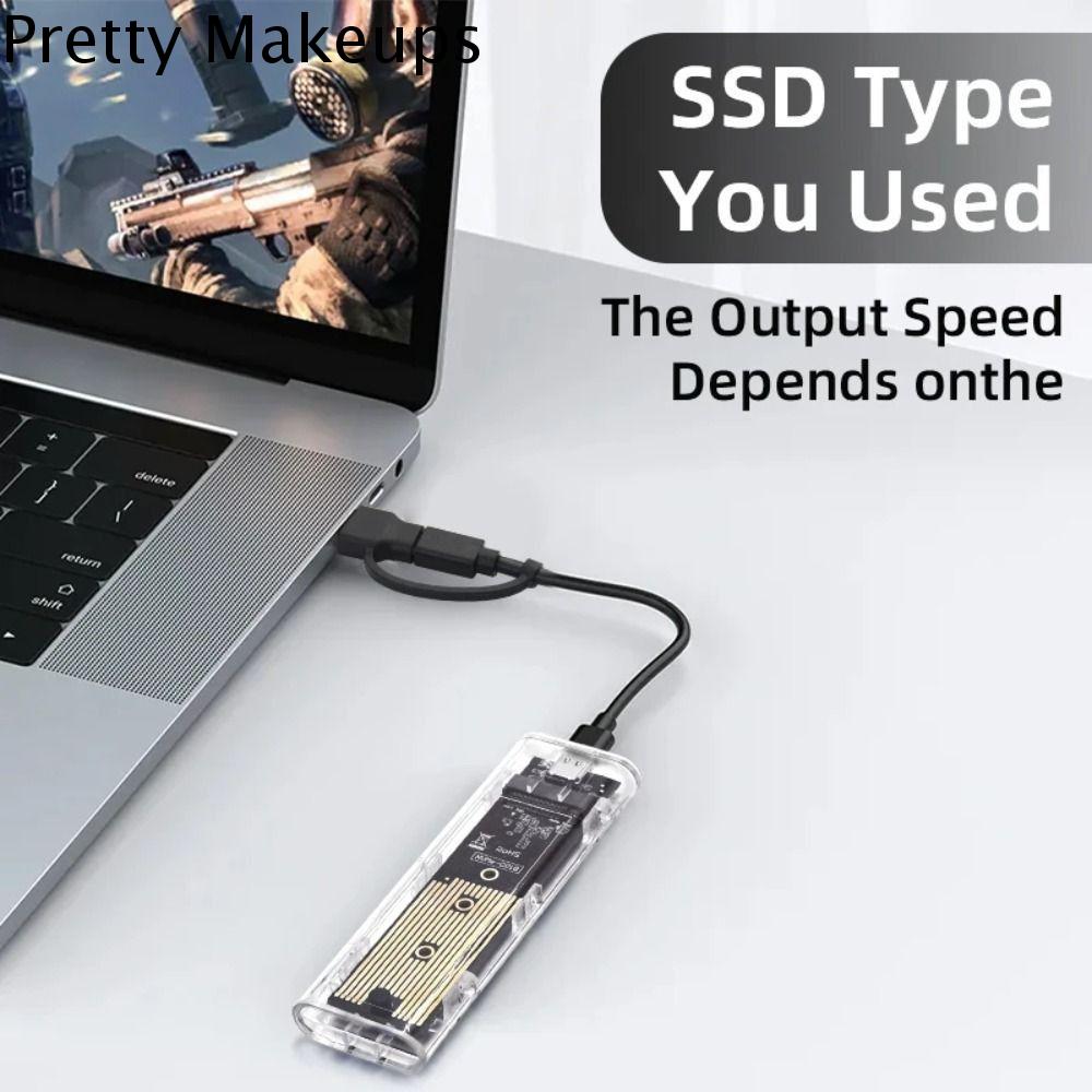 PRETTY Trong suốt M.2 SSD BOX NVMe NGFF Ốp SSD trong suốt Hộp ổ cứng di động SSD cho máy tính xách tay PCIe Hộp đựng đĩa cứng M2 Máy tính xách tay