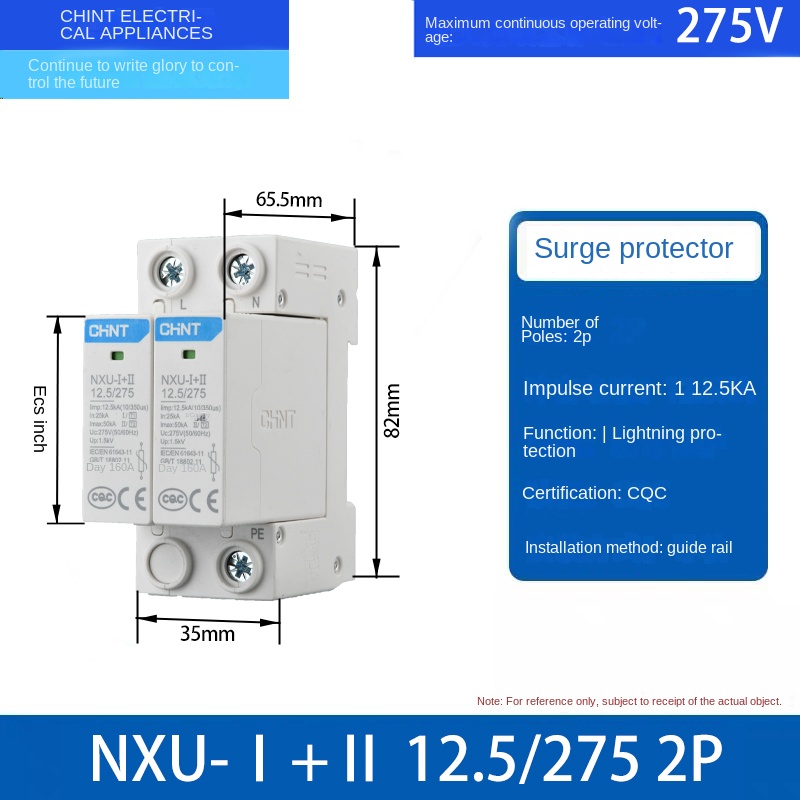 Bộ Bảo Vệ Sét NXU-Ⅰ Ⅱ 12.5/275 2P Chống Sóng Điện CHINT NXU Ⅱ/NXU-Ⅰ+Ⅱ 20-100kA, 2P/3P/4P