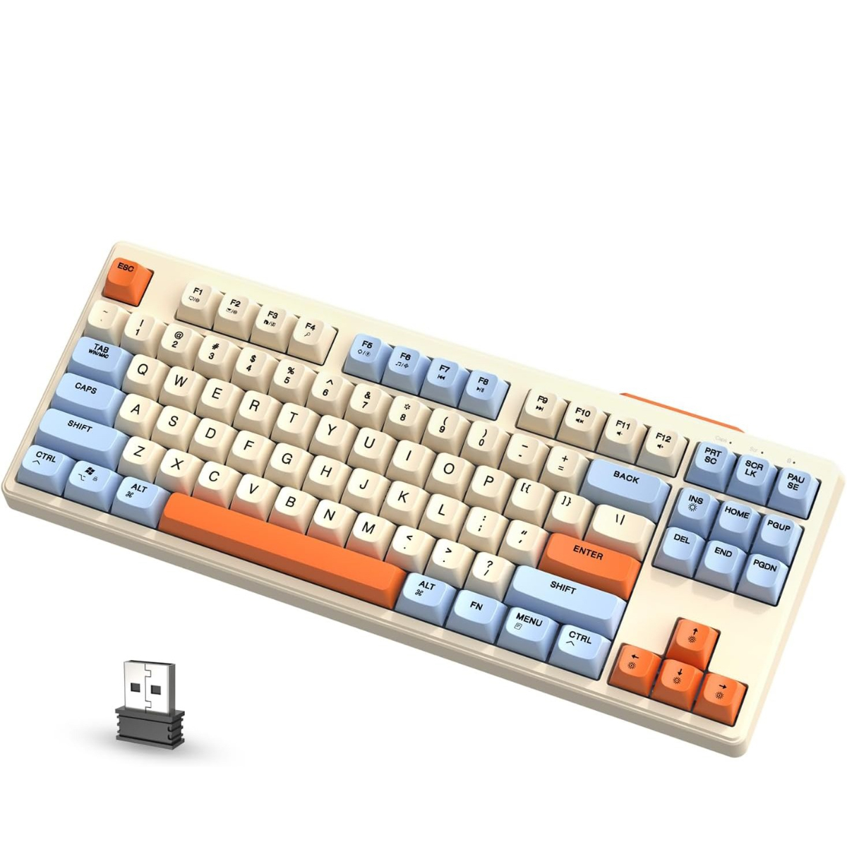 Free Wolf M87 75% Wireless Gaming Keyboard Silent Rainbow Backlit Bluetooth/2.4Ghz PBT Gradient Keyc