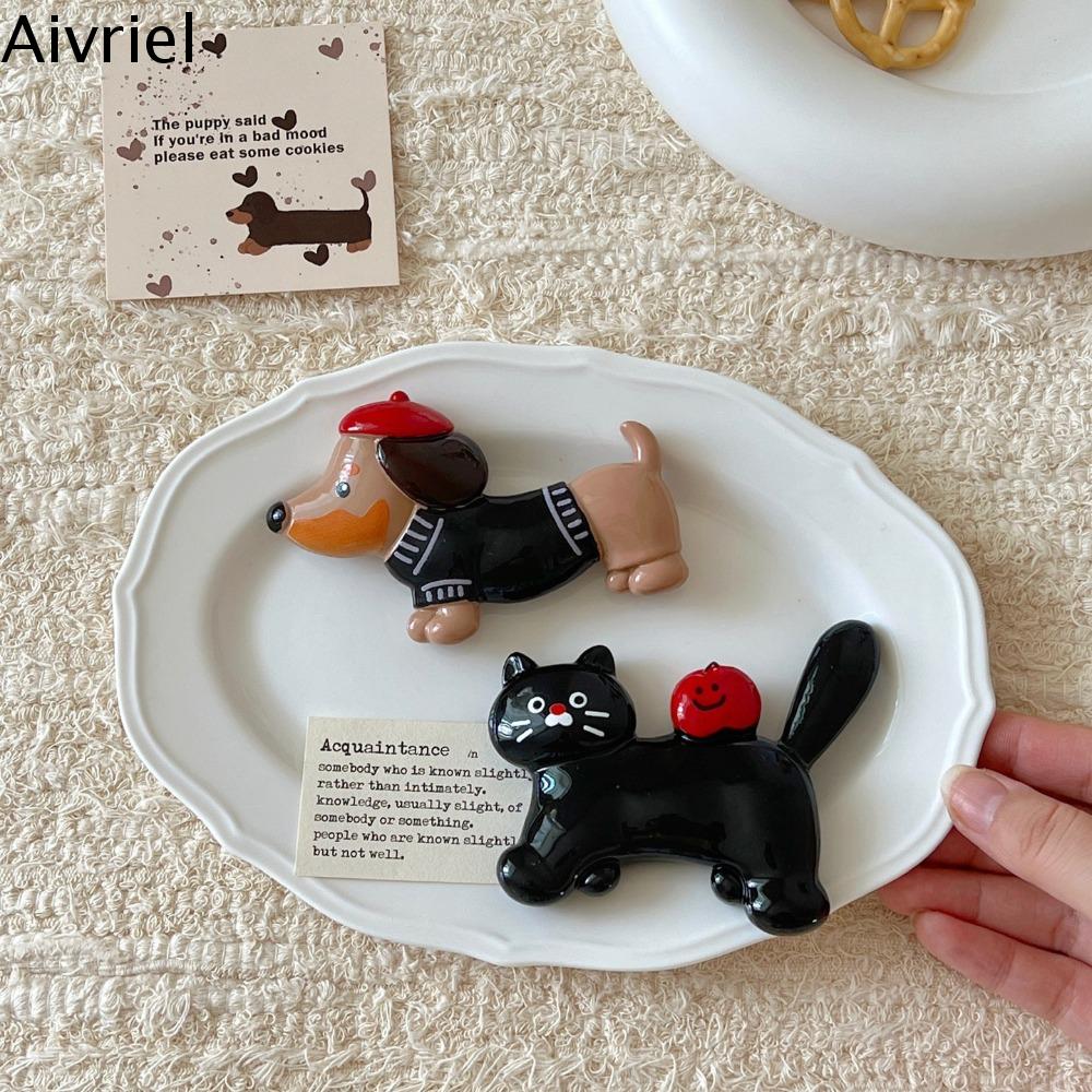 AIVRIEL 2Pcs/Set Sáng Tạo Miếng dán tủ lạnh Dachshund Hoạt hình Nhựa Miếng dán nam châm Tự làm Cá nhân hóa Nam châm tủ lạnh hình mèo Nhà