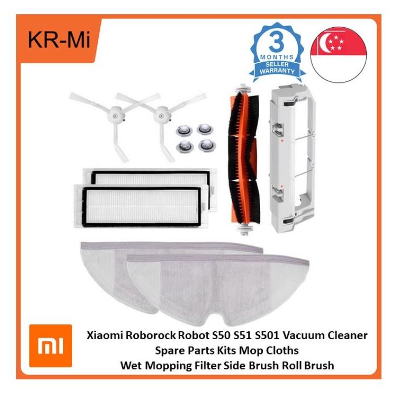 Xiaomi Roborock Robot S50 S51 S501 Vacuum Cleaner Spare Parts Kits Mop Cloths Wet Mopping Filter Side Brush Roll Brush Singapore