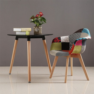 Ghế nhựa Eames bọc vải thổ cẩm phong cách Vintage có tay vịn chân gỗ chắc thumbnail