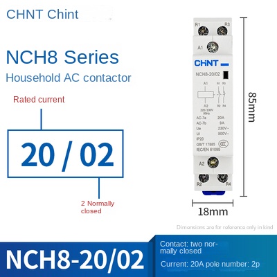Contactor AC NCH8-20/02 20A [2 Thường Đóng] | NCH8 20/25/40/63 CHINT 220V Xoay Chiều – Điều Khiển Điện Thông Minh