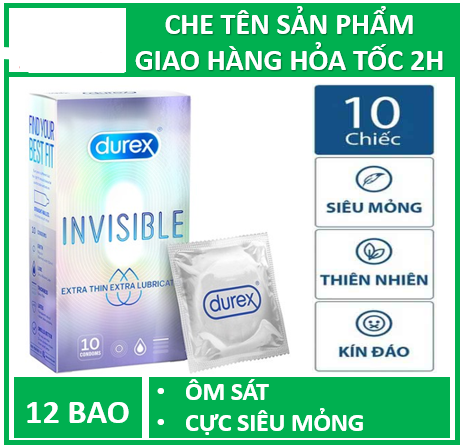 Bao cao su cực siêu mỏng durex invisible hộp 10 bao