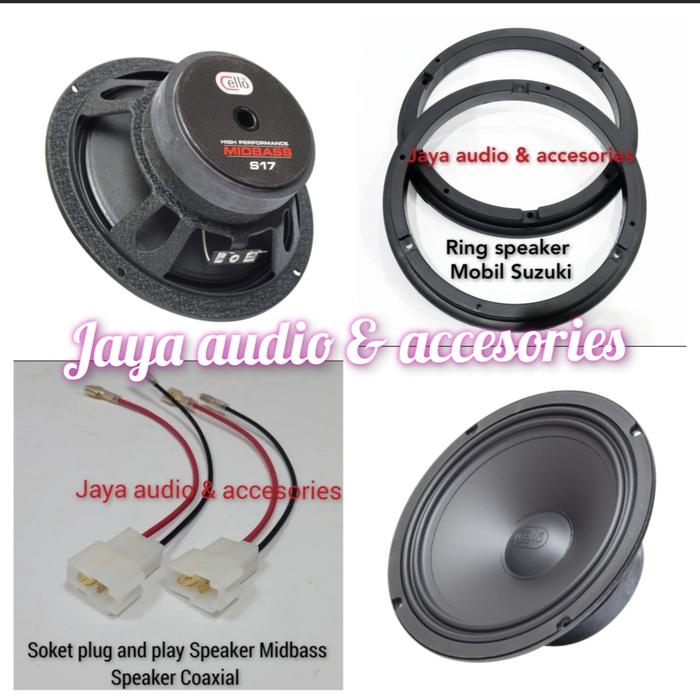 SPEAKER MIDBASS CELLO S17+RING DAN SOKET PNP IGNIS-ERTIGA-KARIMUN Harga 1,175,000 rupiah*Gratis Ongkir