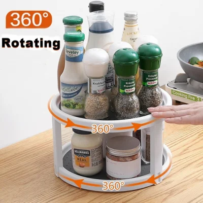 360 Rotating Tray|Multi-Function Storage Shelf|Cosmetic and Kitchen Storage Organizer