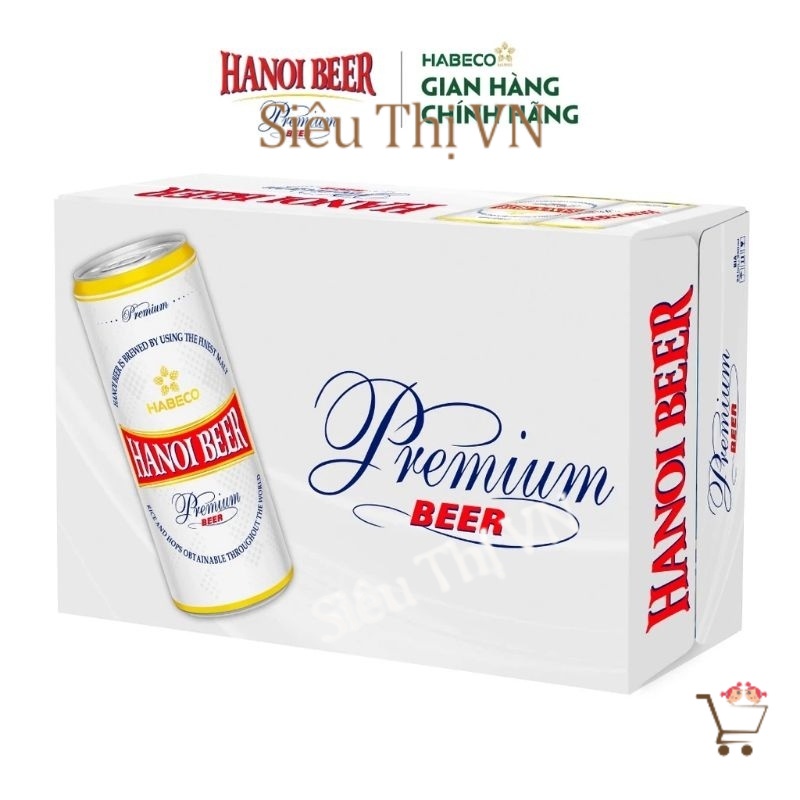 Thùng 24 Lon Bia Hà Nội Premium 330ml date luôn mới